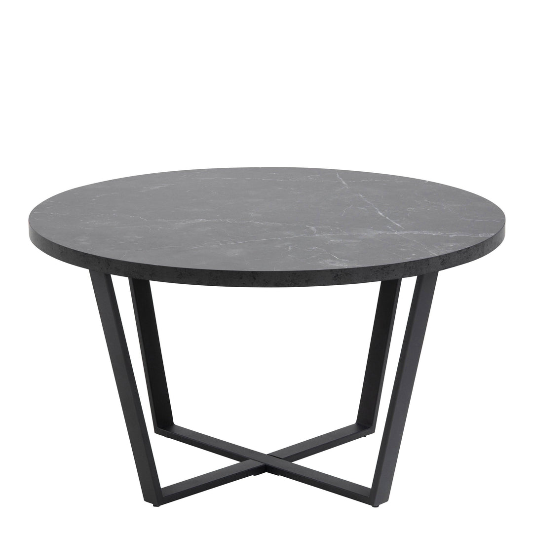 Amble Round Coffee Table with Black Marble Effect Top - TidySpaces