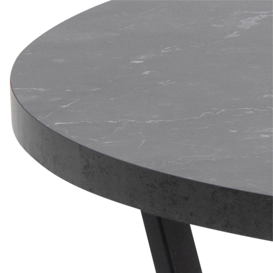 Amble Round Coffee Table with Black Marble Effect Top - TidySpaces