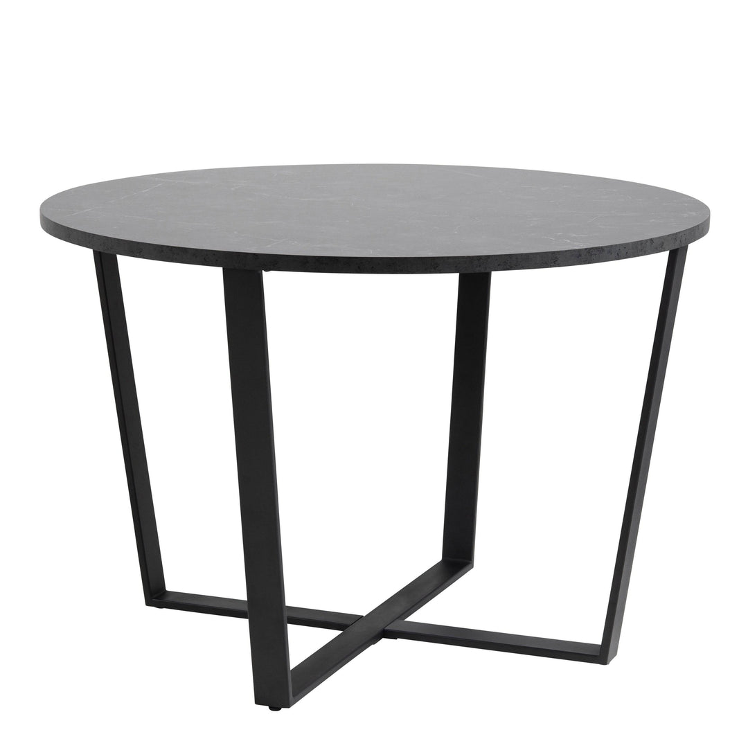 Amble Round Dining Table with Black Marble Effect Top - TidySpaces