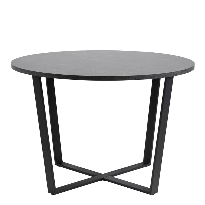 Amble Round Dining Table with Black Marble Effect Top - TidySpaces