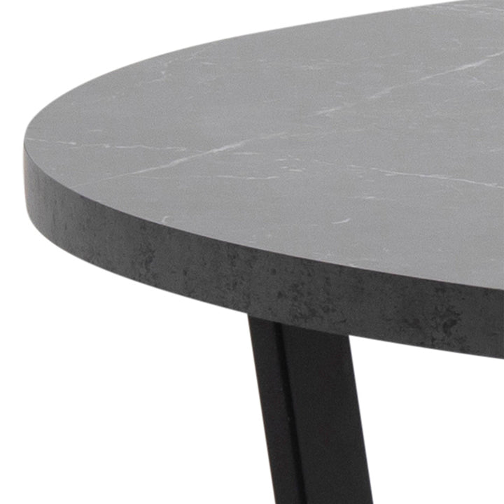 Amble Round Dining Table with Black Marble Effect Top - TidySpaces