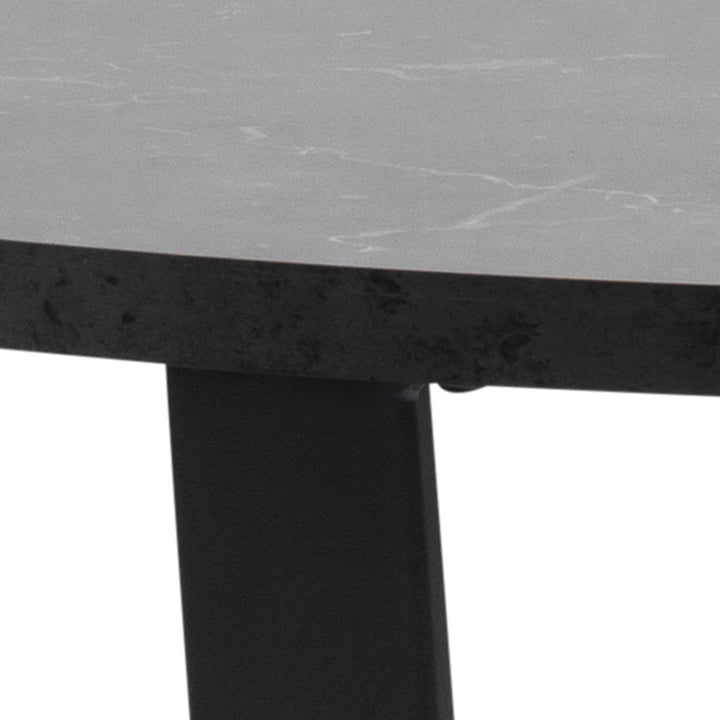 Amble Round Dining Table with Black Marble Effect Top - TidySpaces