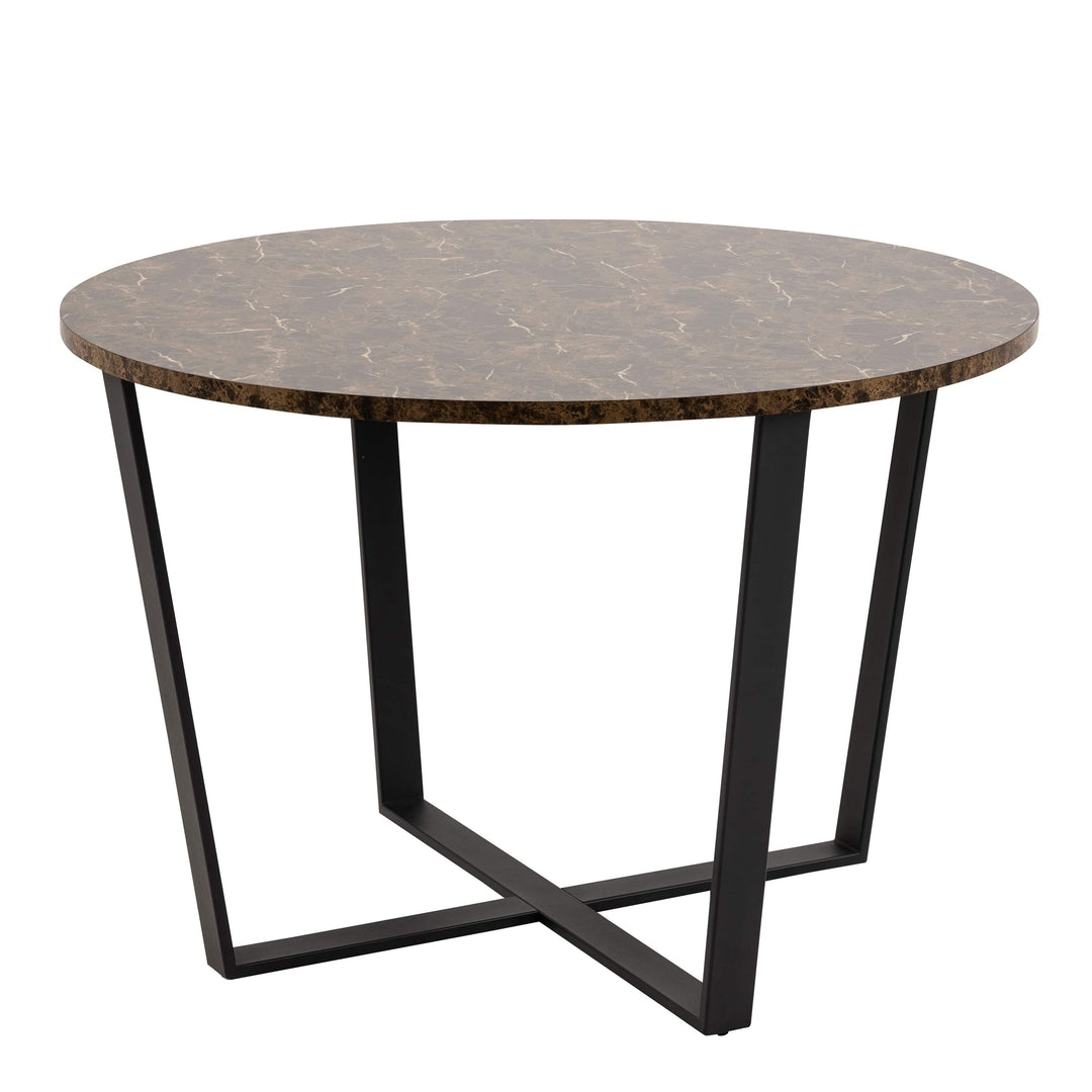 Amble Round Dining Table with Brown Marble Effect Top - TidySpaces