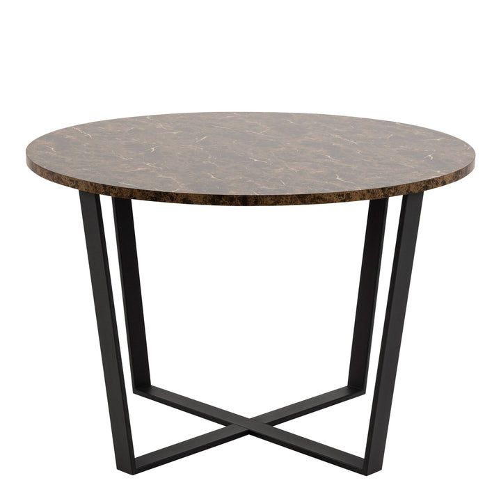 Amble Round Dining Table with Brown Marble Effect Top - TidySpaces