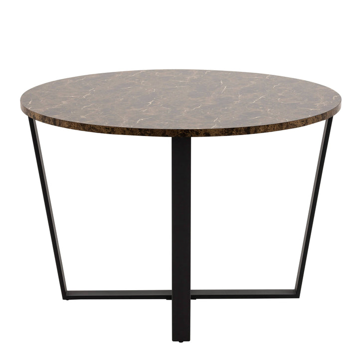 Amble Round Dining Table with Brown Marble Effect Top - TidySpaces