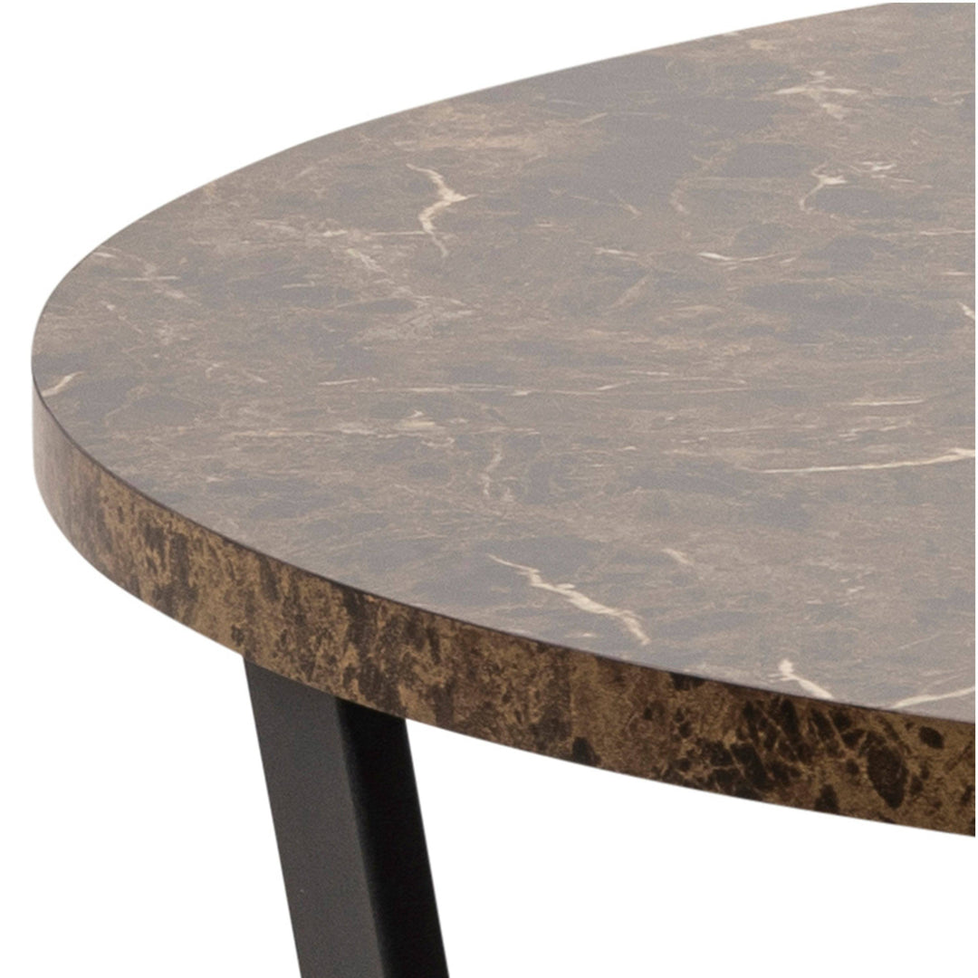 Amble Round Dining Table with Brown Marble Effect Top - TidySpaces