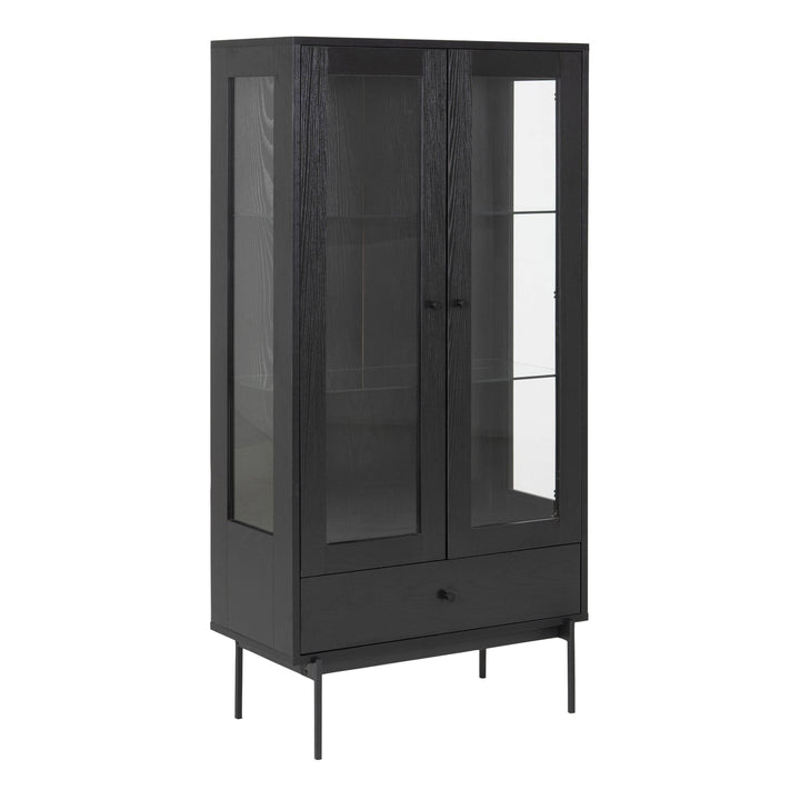 Angus 2 Door Display Cabinet in Black - TidySpaces