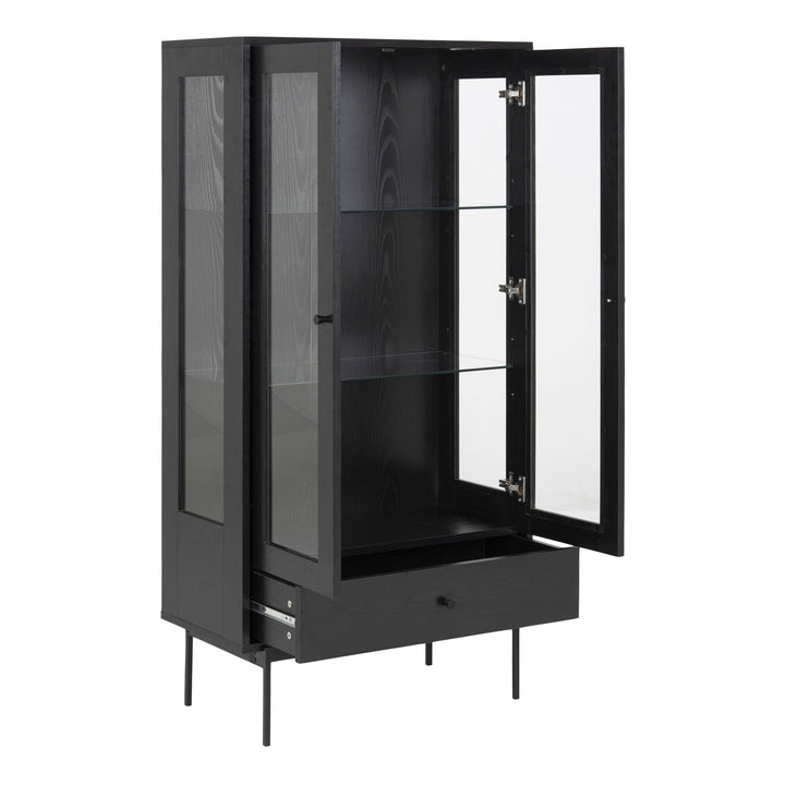 Angus 2 Door Display Cabinet in Black - TidySpaces