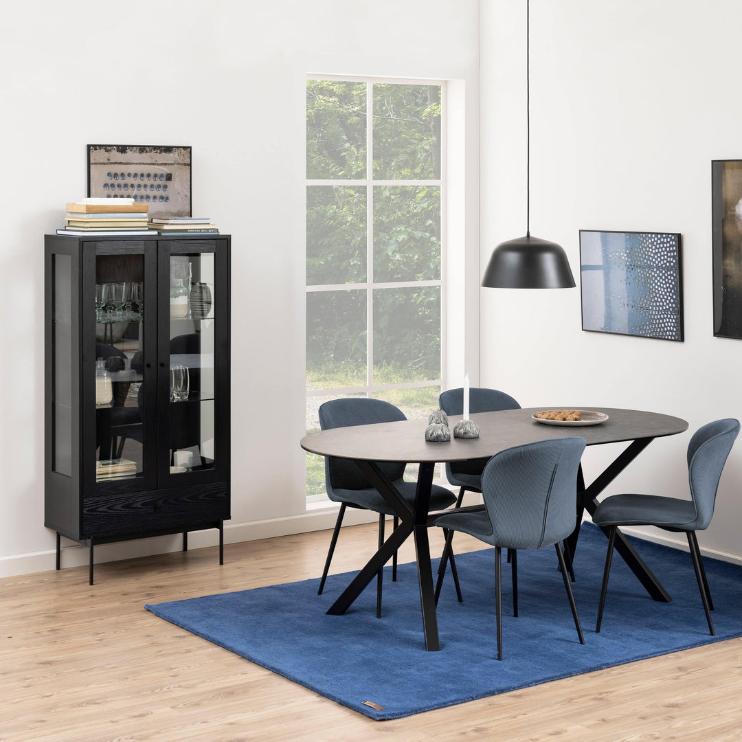 Angus 2 Door Display Cabinet in Black - TidySpaces