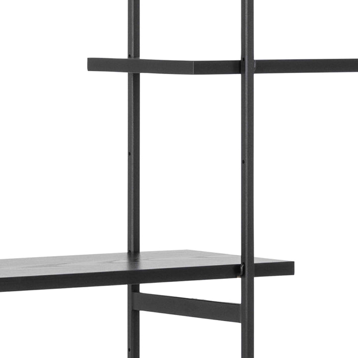 Angus Bookcase with 1 Sliding Door & 5 Shelves in Black - TidySpaces