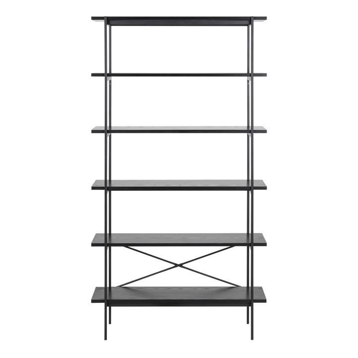 Angus Bookcase with 5 Shelves in Black - TidySpaces