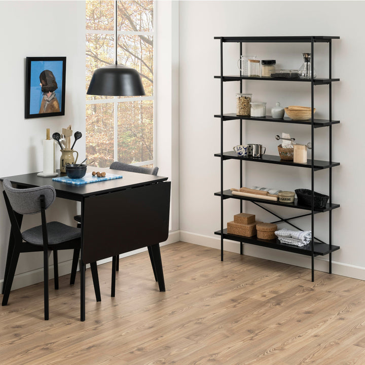 Angus Bookcase with 5 Shelves in Black - TidySpaces