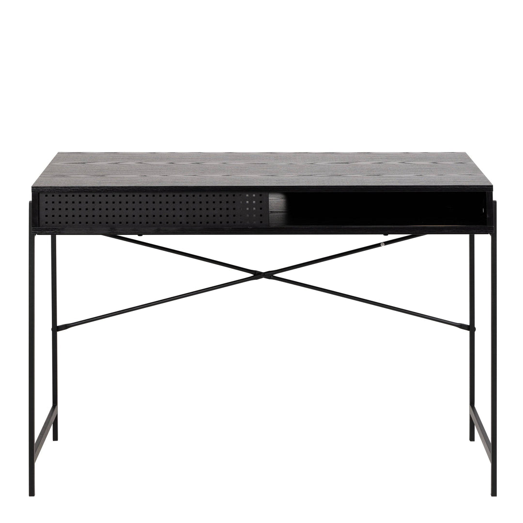 Angus Office Desk with Sliding Door in Black - TidySpaces