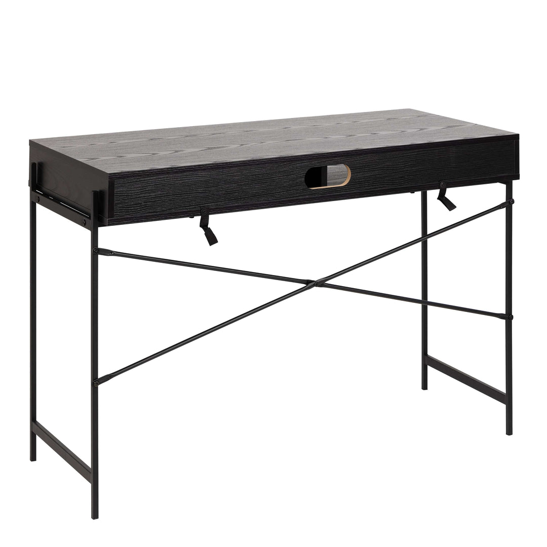 Angus Office Desk with Sliding Door in Black - TidySpaces