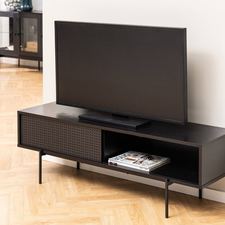 Angus TV Unit with 1 Sliding Door in Black - TidySpaces