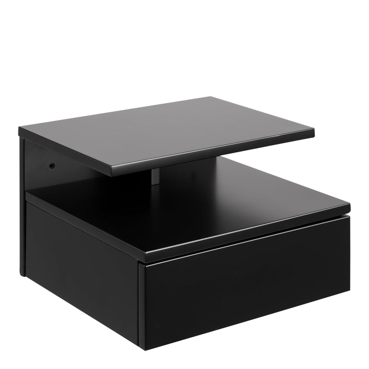 Ashlan Bedside Table with 1 Drawer in Black - TidySpaces