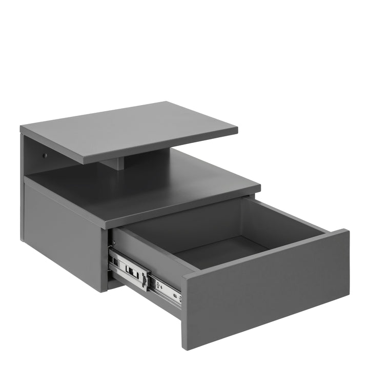 Ashlan Bedside Table with 1 Drawer in Grey - TidySpaces