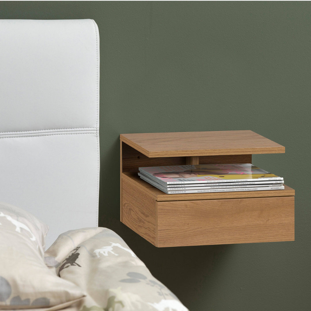 Ashlan Bedside Table with 1 Drawer in Oak - TidySpaces