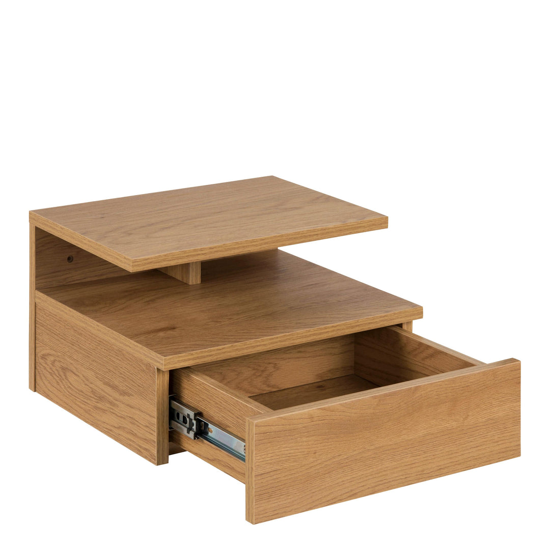 Ashlan Bedside Table with 1 Drawer in Oak - TidySpaces