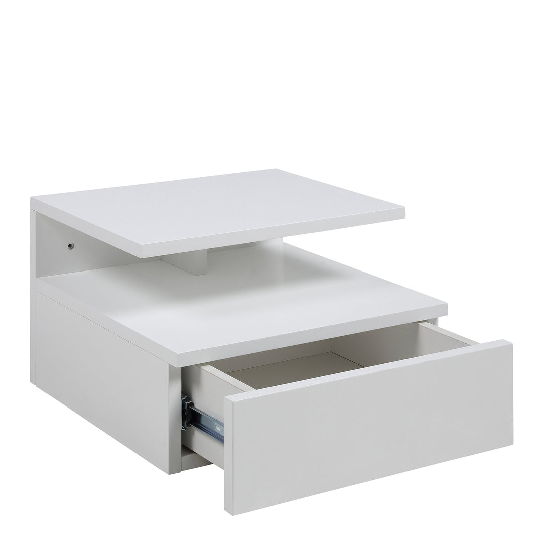 Ashlan Bedside Table with 1 Drawer in White - TidySpaces