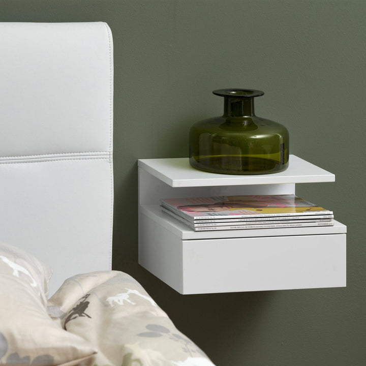 Ashlan Bedside Table with 1 Drawer in White - TidySpaces