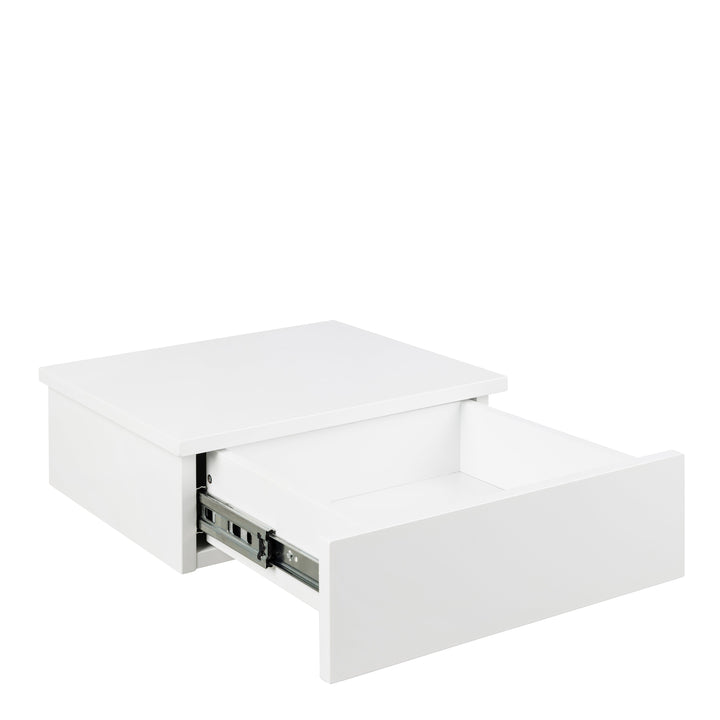 Avignon Bedside Table, Top and drawer, White - TidySpaces