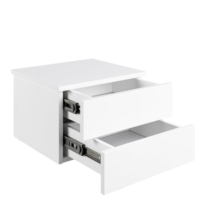 Avignon Bedside Table with 2 Drawers in White - TidySpaces