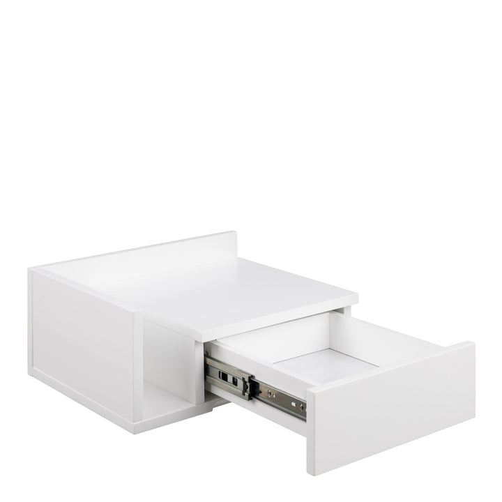 Avignon Square Bedside Table with 1 Drawers in White - TidySpaces