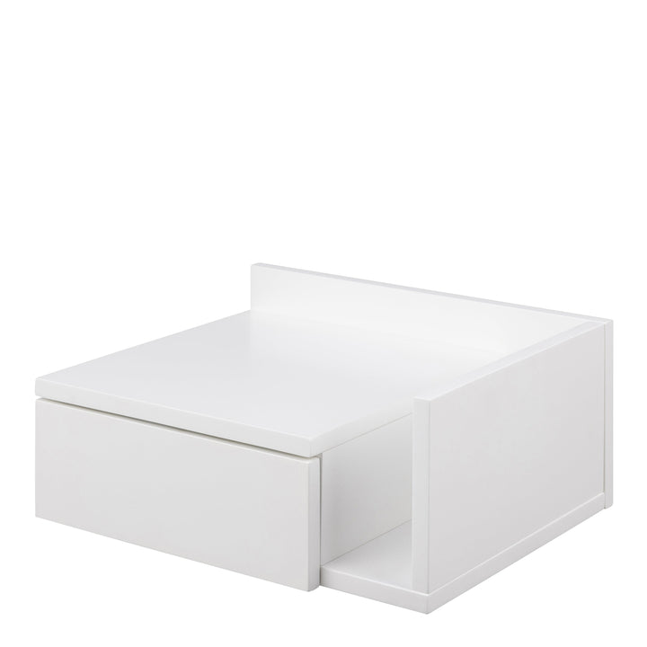 Avignon Square Bedside Table with 1 Drawers in White - TidySpaces