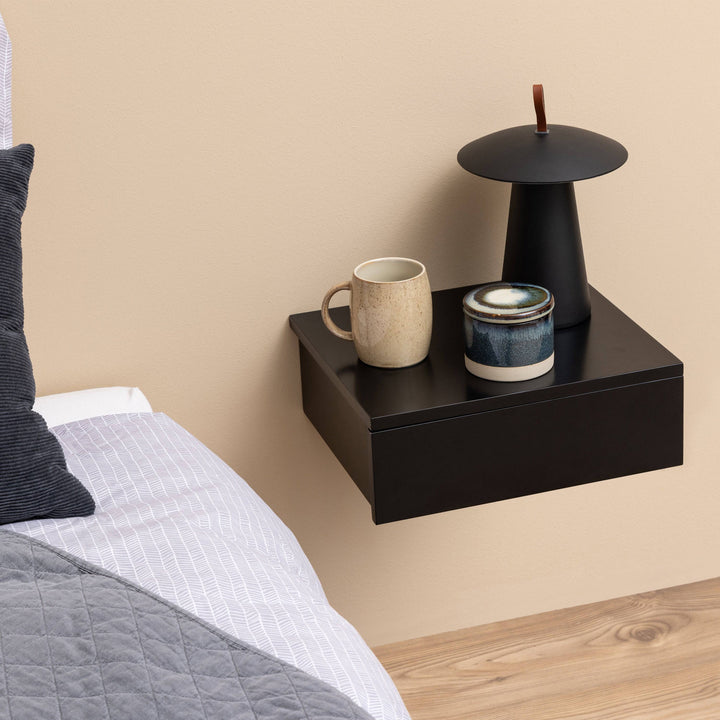 Avignon Square Bedside Table with 2 Drawers in Black - TidySpaces