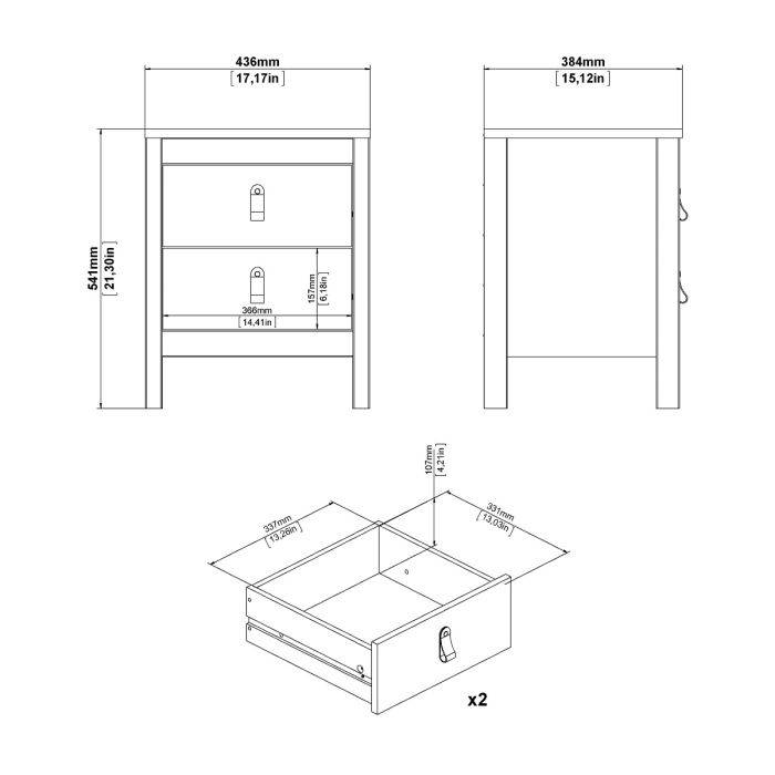 Barcelona 3 Piece Bundle, Bedside, Chest and 3 Door Wardrobe - TidySpaces