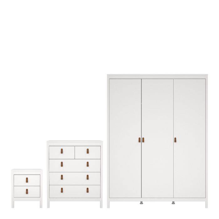 Barcelona 3 Piece Bundle, Bedside, Chest and 3 Door Wardrobe - TidySpaces