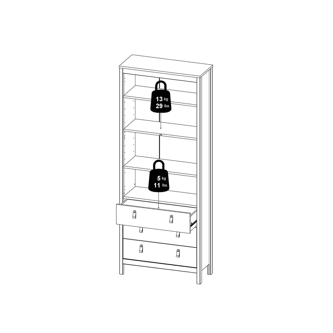 Barcelona China cabinet 2 doors w/glass + 3 drawers in White - TidySpaces