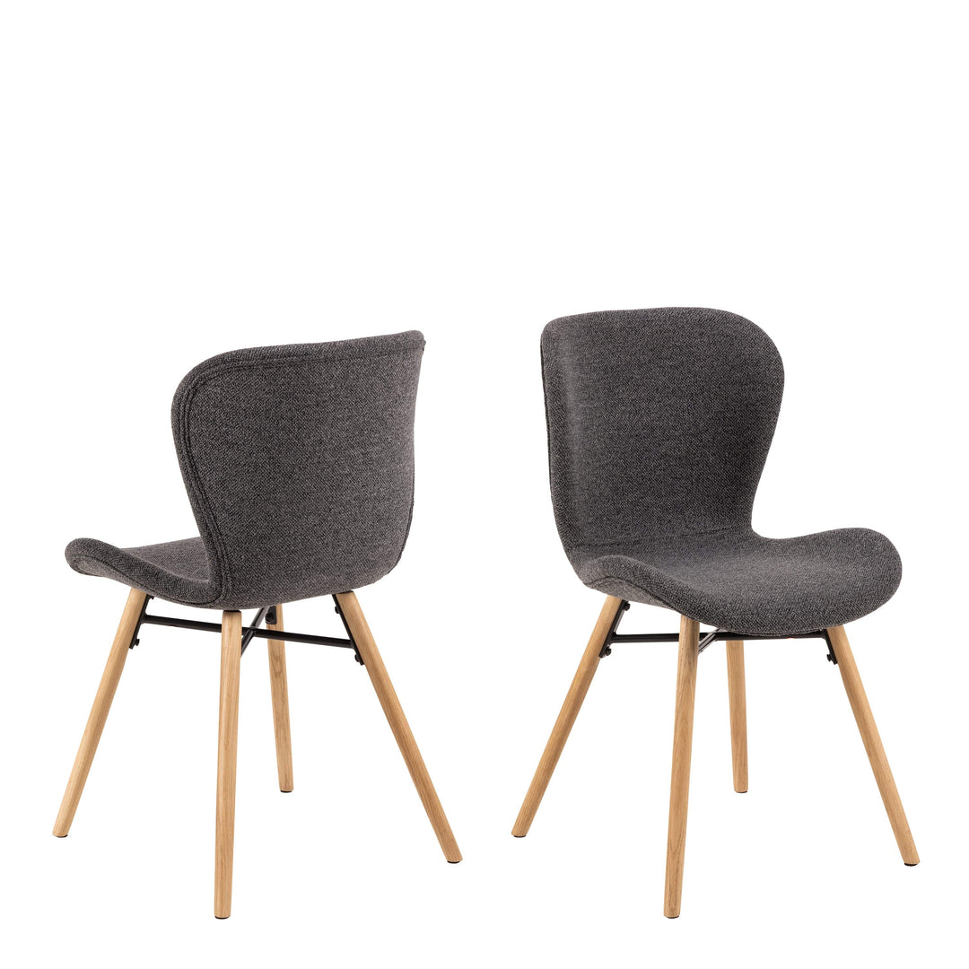 Batilda Dining Chairs with Grey Fabric and Oak Set of 2 - TidySpaces