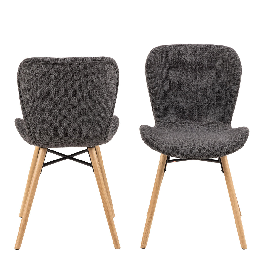 Batilda Dining Chairs with Grey Fabric and Oak Set of 2 - TidySpaces