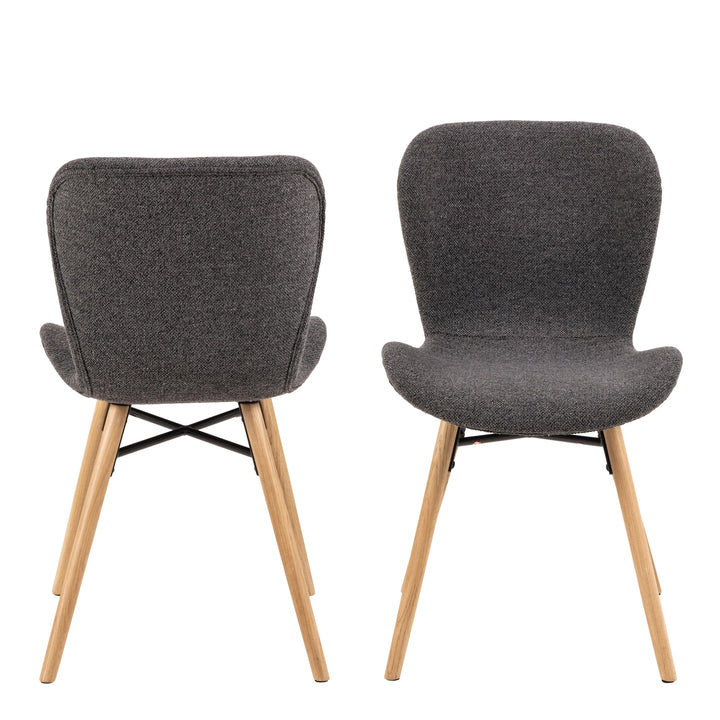 Batilda Dining Chairs with Grey Fabric and Oak Set of 2 - TidySpaces