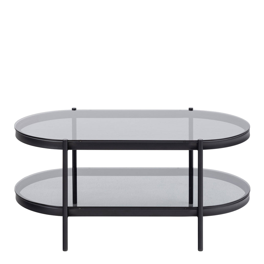 Bayonne Oval Coffee Table with Smoked Glass Top - TidySpaces