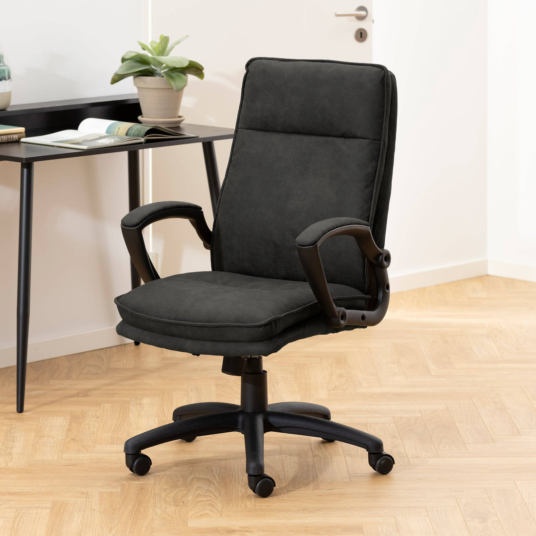 Brad Swiverl Desk chair with Armrest in Black - TidySpaces