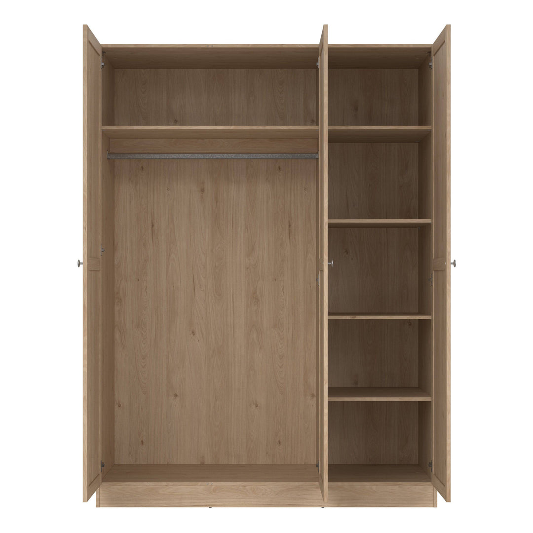 Brande Wardrobe with 3 Frame Doors in Jackson Hickory - TidySpaces