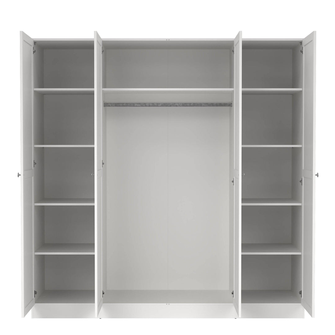 Brande Wardrobe with 4 Frame Doors in White - TidySpaces