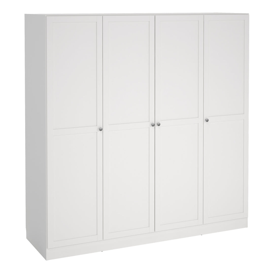 Brande Wardrobe with 4 Frame Doors in White - TidySpaces