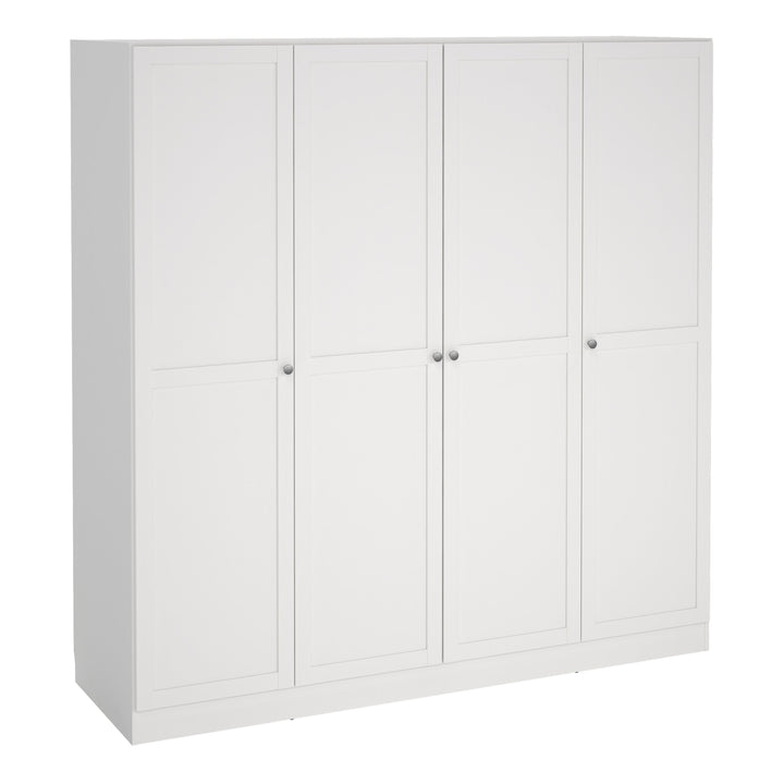 Brande Wardrobe with 4 Frame Doors in White - TidySpaces