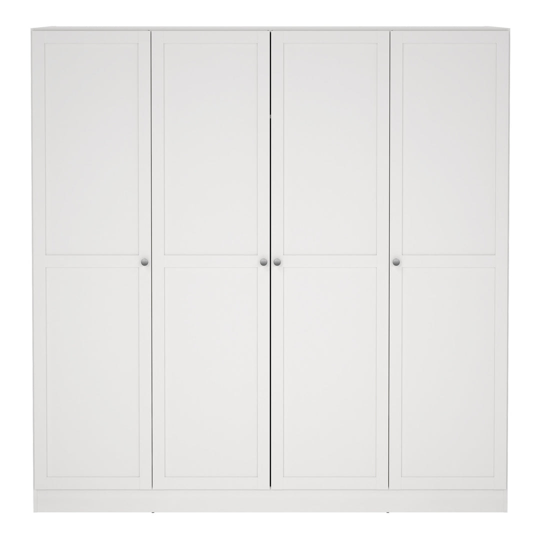 Brande Wardrobe with 4 Frame Doors in White - TidySpaces