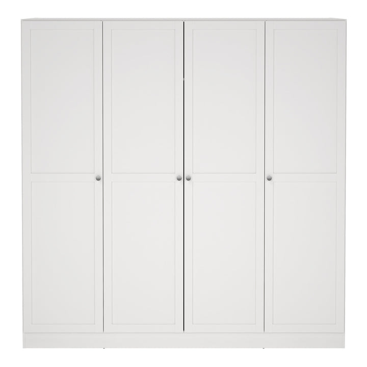 Brande Wardrobe with 4 Frame Doors in White - TidySpaces