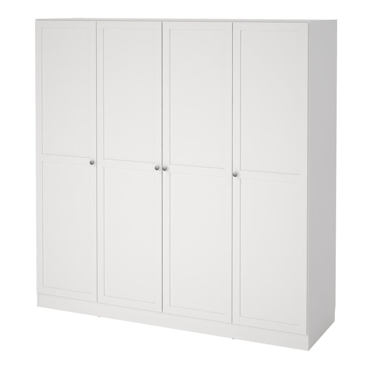 Brande Wardrobe with 4 Frame Doors in White - TidySpaces