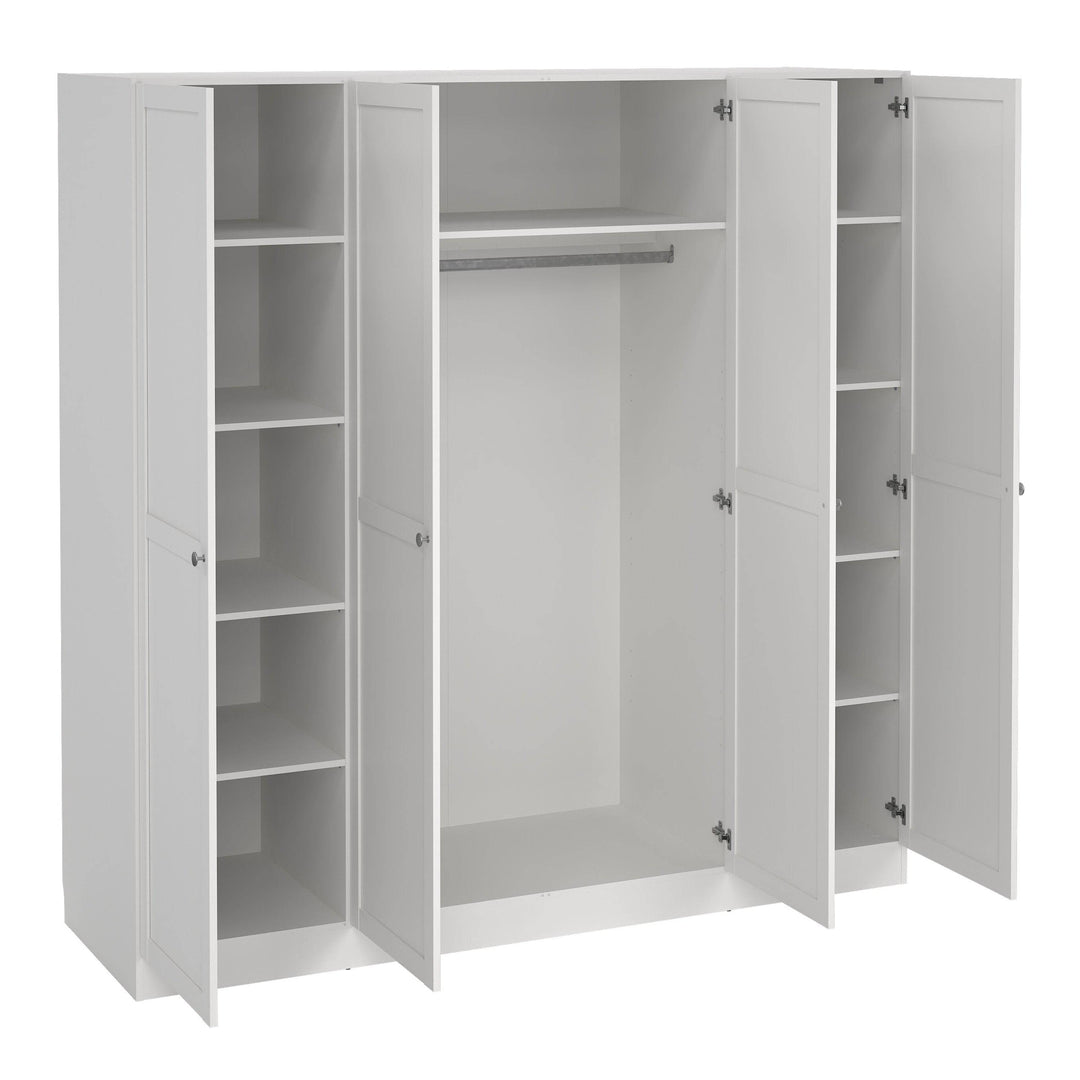 Brande Wardrobe with 4 Frame Doors in White - TidySpaces