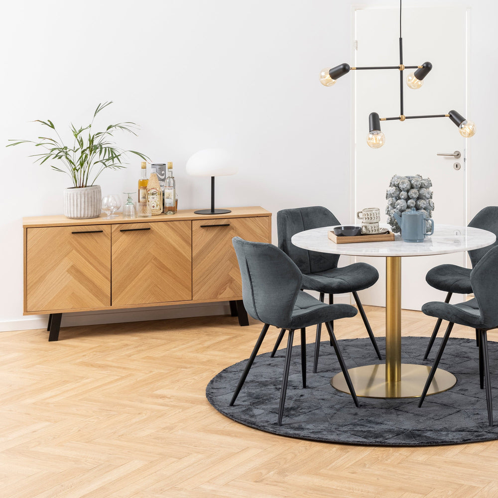 Brighton 3 Door Sideboard in Oak with Herringbone Effect - TidySpaces