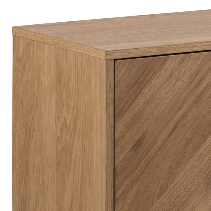 Brighton 3 Door Sideboard in Oak with Herringbone Effect - TidySpaces