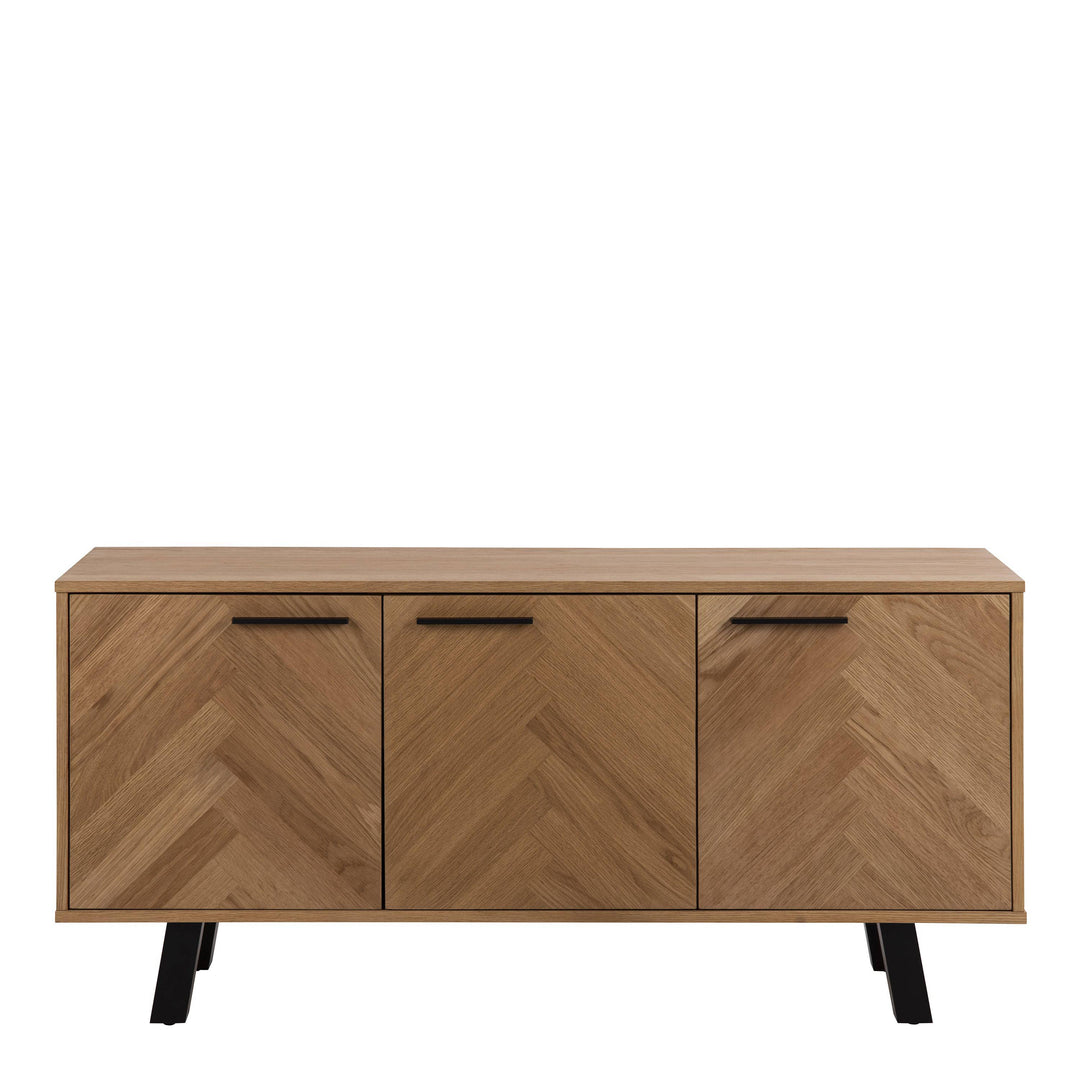 Brighton 3 Door Sideboard in Oak with Herringbone Effect - TidySpaces