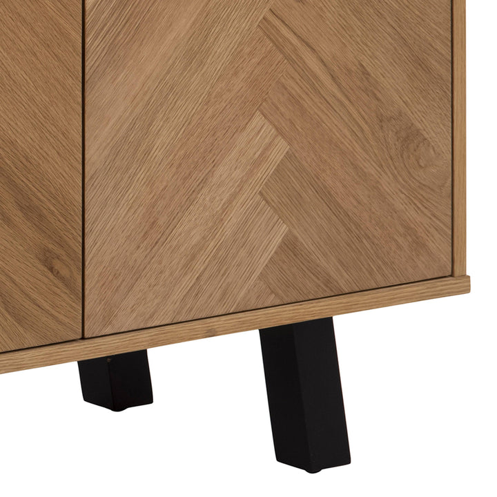 Brighton 3 Door Sideboard in Oak with Herringbone Effect - TidySpaces